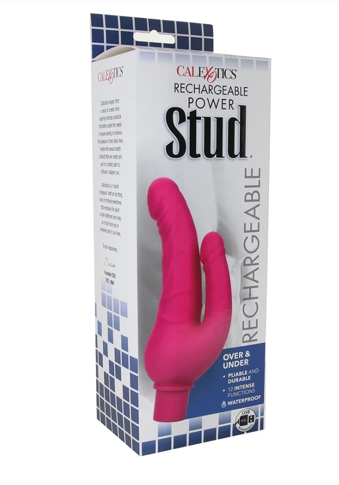 Power Stud Rechargeable Over & Under Vibe in Pink