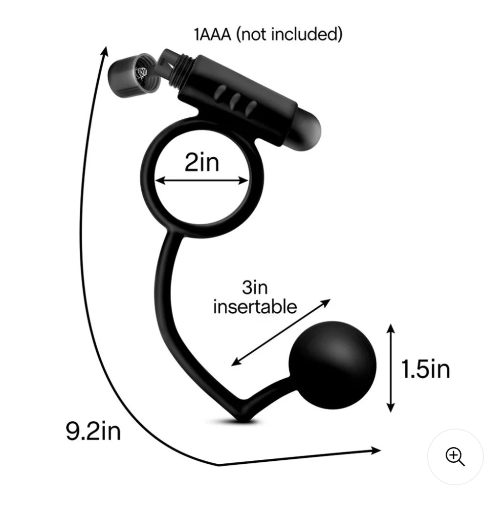 Anal Adventures Platinum Silicone Anal Ball with Vibrating Cock Ring