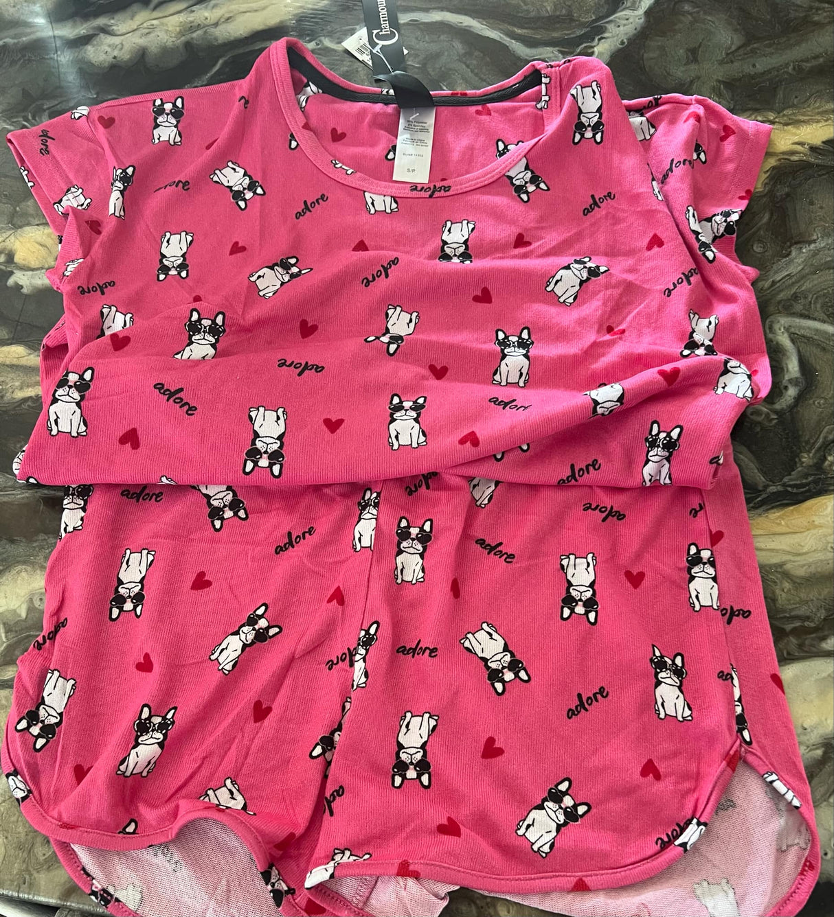 PINK FRENCH BULLDOG SHORT SET SIZE ASSORTED