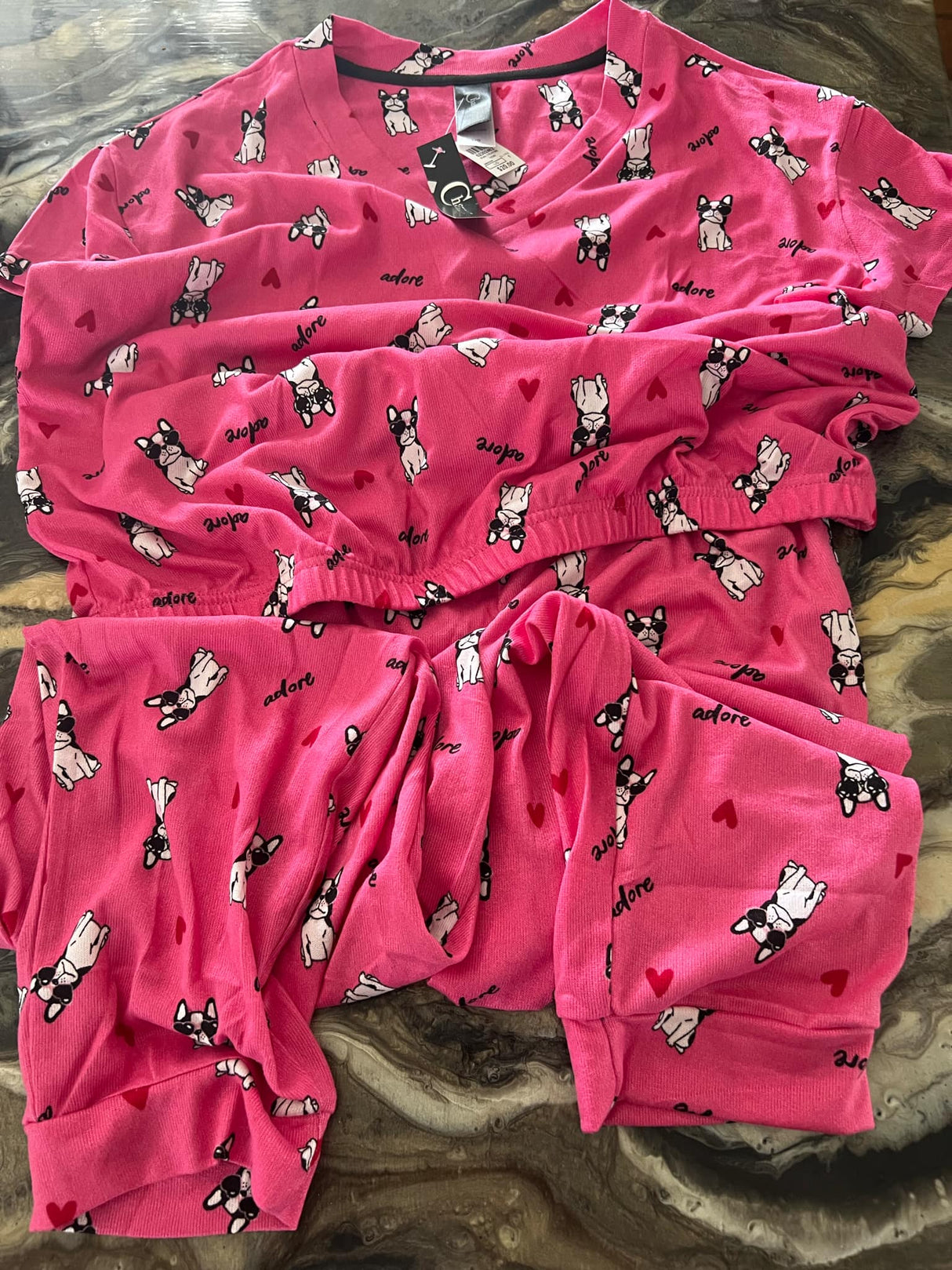 PINK FRENCH BULLDOG SLEEP SET CAMPRI SIZE