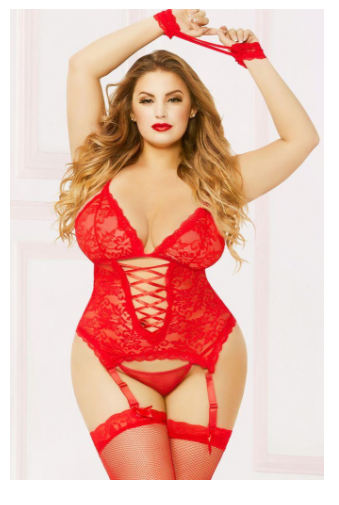 Red Midnight Affair Cami & Garter Set one size queen