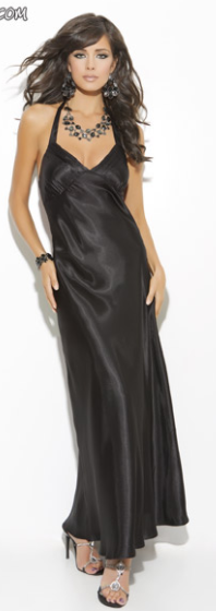 BLACK LONG SATIN SLEEP GOWN Size L