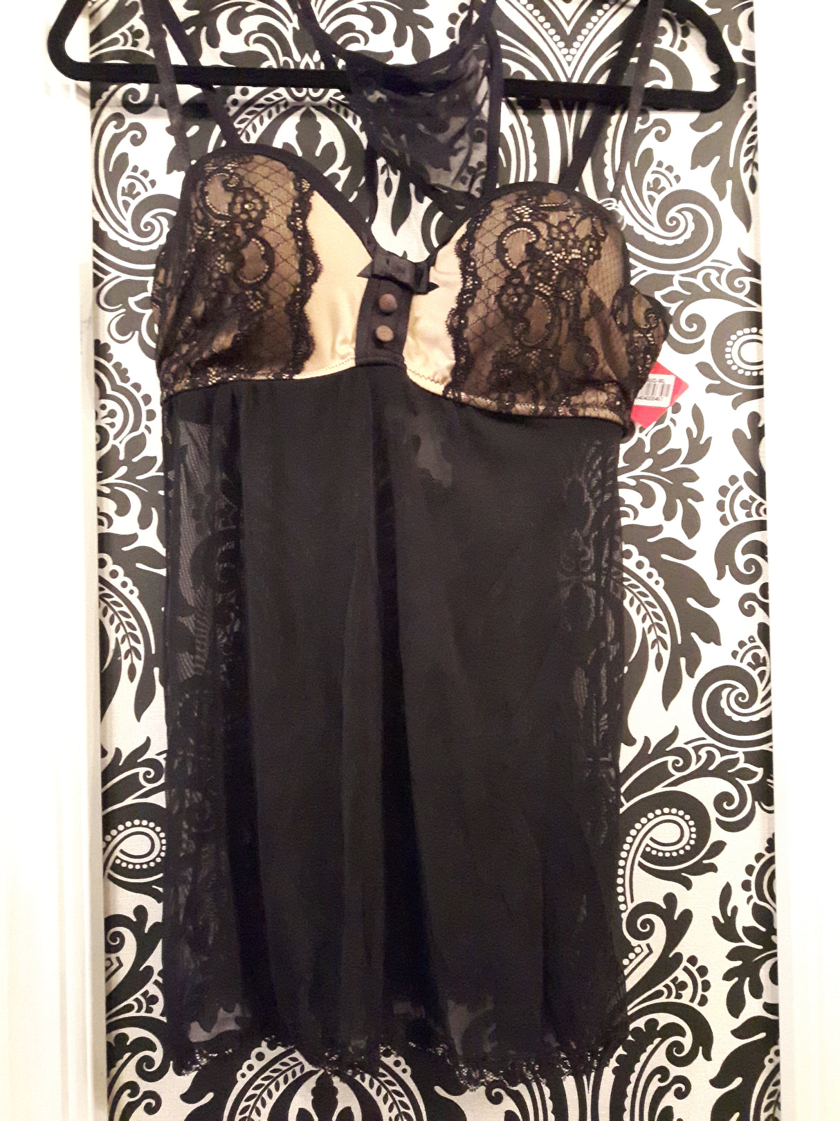 Padded Black & Nude Babydoll