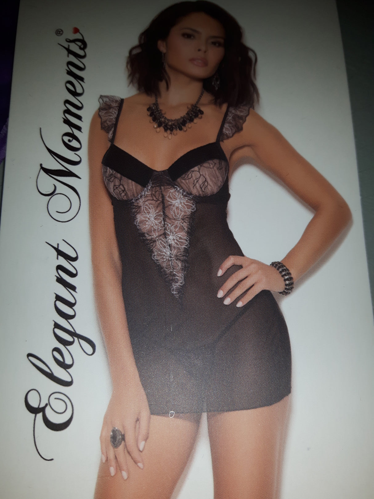 Elegant Moments Underwire Nightie in Black/Large