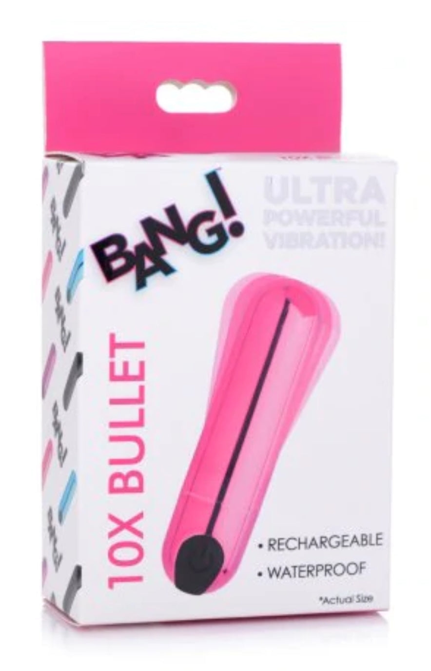Bang! 10X Rechargeable Vibrating Metallic Bullet - Pink