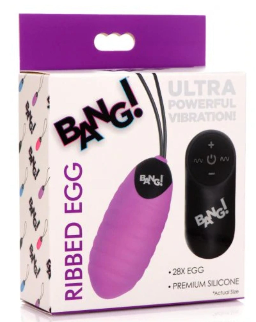 Bang! 28X Ribbed Silicone Egg - Purple