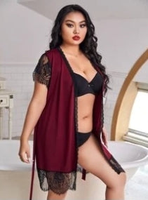 Eyelash Lace Robe in 5XL