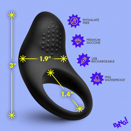Bang Vibrating Silicone Cock Ring Black