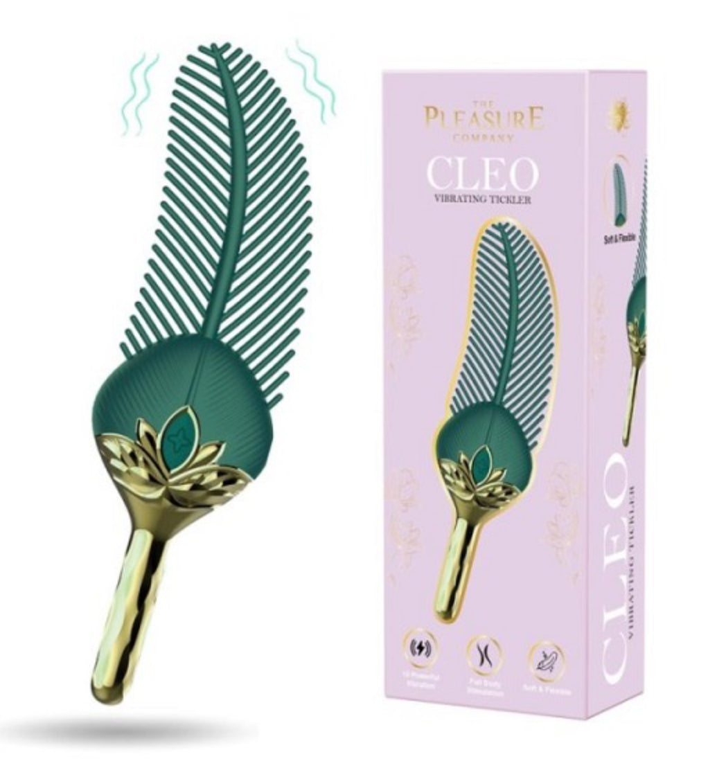Cleo Vibrating Tickler Green Feather