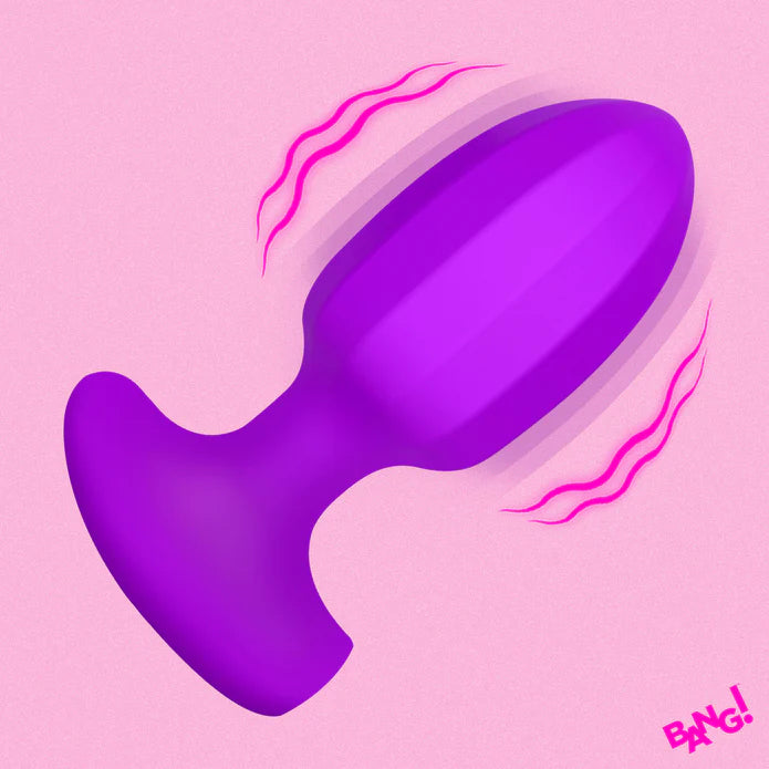 Bang Ribbed Vibrating Silicone Butt Plug Purple
