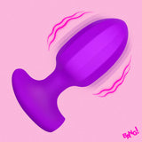 Bang Ribbed Vibrating Silicone Butt Plug Purple