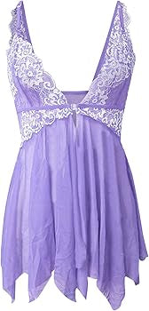AvidLove Pastel Purple Open Front Lace Babydoll 3XL