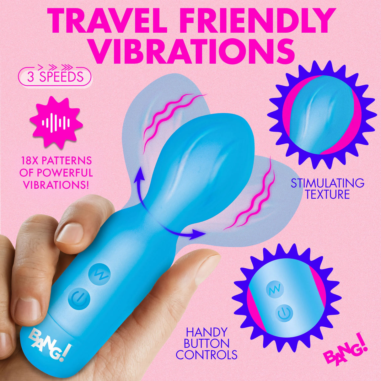 Bang Vibrating Silicone Mini Wand Blue