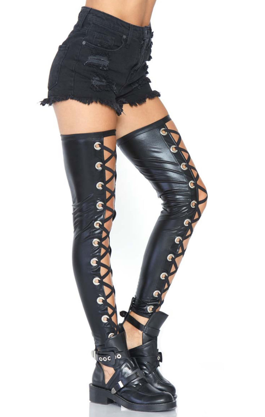 Footless lace up thigh highs S/M