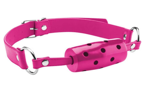 Ouch! Pink Cylinder Gag w/ Leather Straps