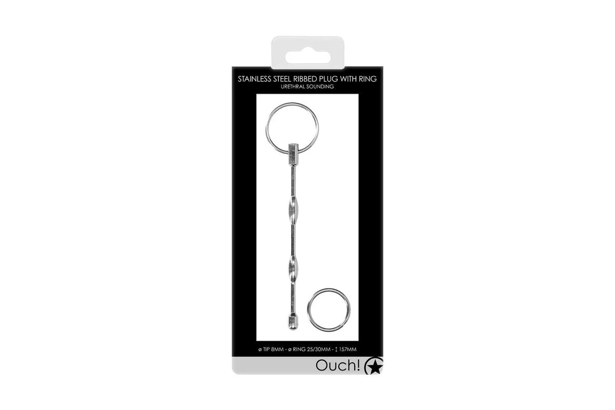 Ouch Stainless Steel Ribbed Plug w/ Ring