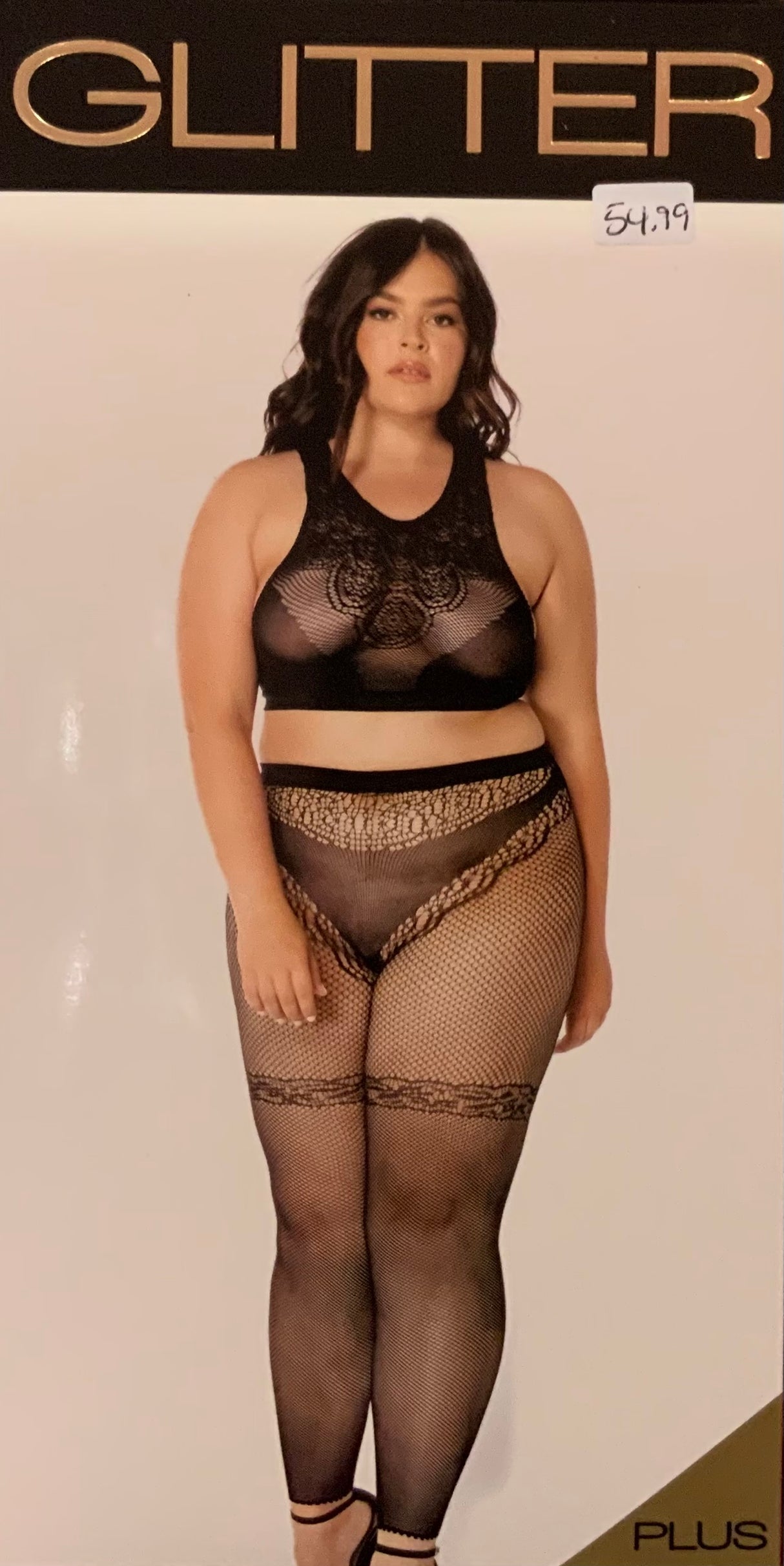 Glitter Knit 2 pc Bra & Legging set plus size