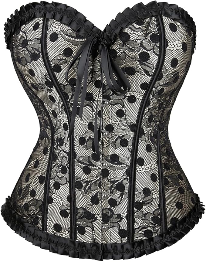 Sensual Boutique Lace and Polka Dot Corset M