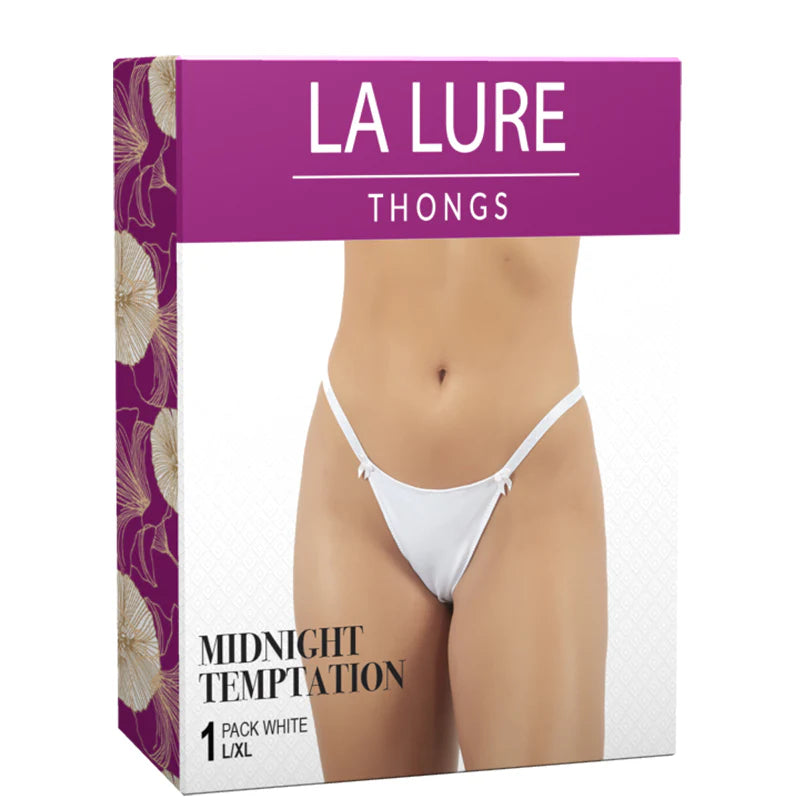 La Lure Midnight Temptation White Shiny Thong L/XL