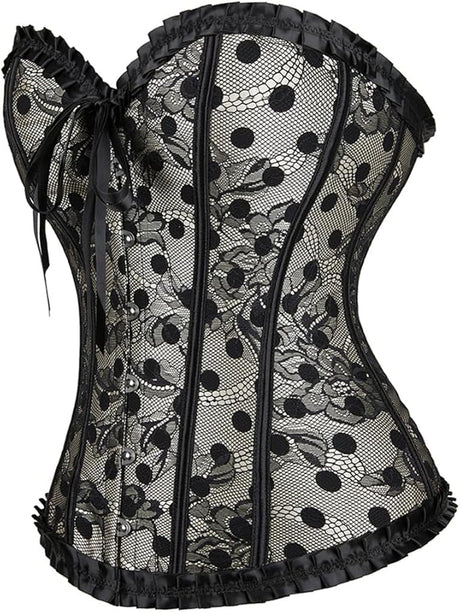 Sensual Boutique Lace and Polka Dot Corset M