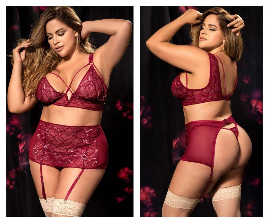 Mapale 3 Piece Set in Burgandy 2X/3X