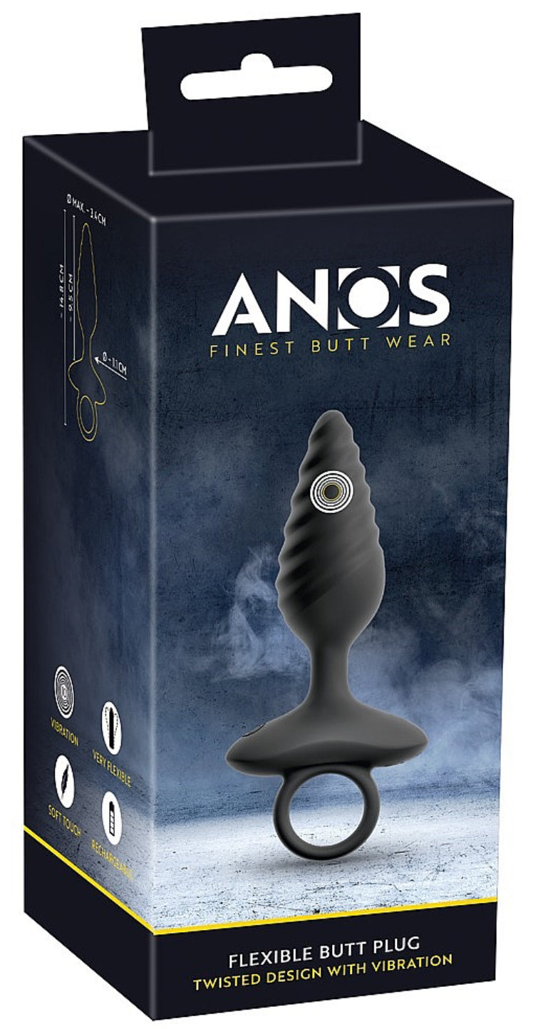 Anos Flexible Butt plug w/ Twisted Design + Vibration