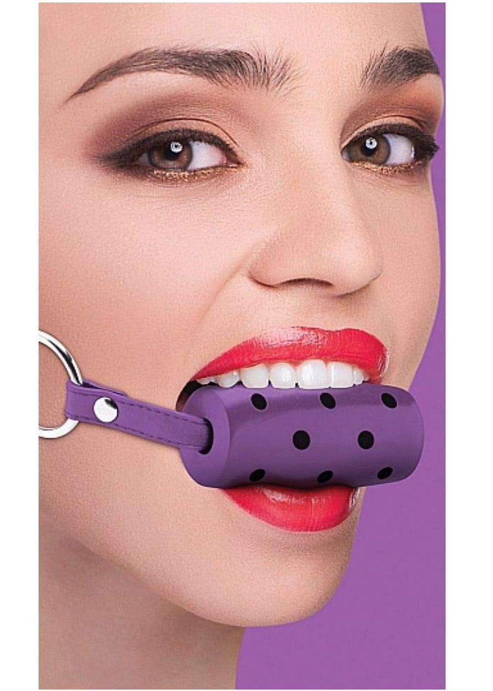 Ouch! Purple Cylinder Gag w/ Leather Straps