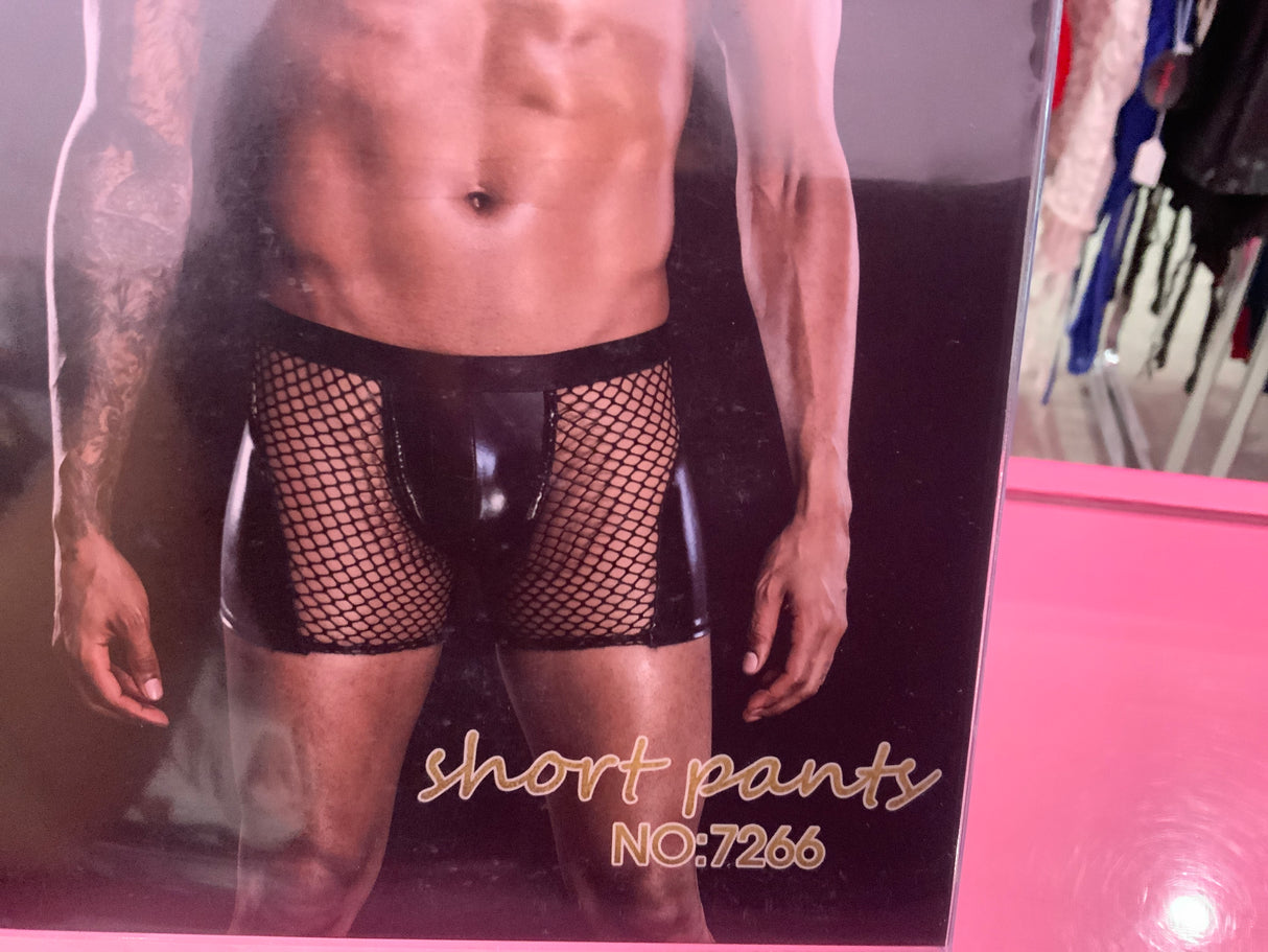 Mens Mesh + Pleather Shorts o/s