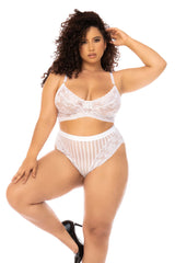 Mapale Striped White 2 pc set 1x/2x