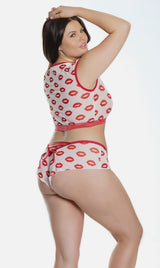 Coquette Lips 2 Piece Crop top + Booty shot set Queen Size