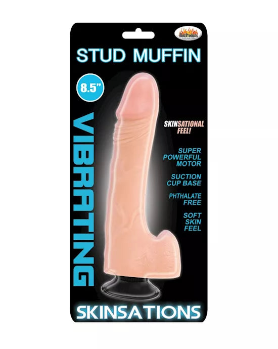 Skinsations Stud Muffin 8.5” Vibrating Dildo
