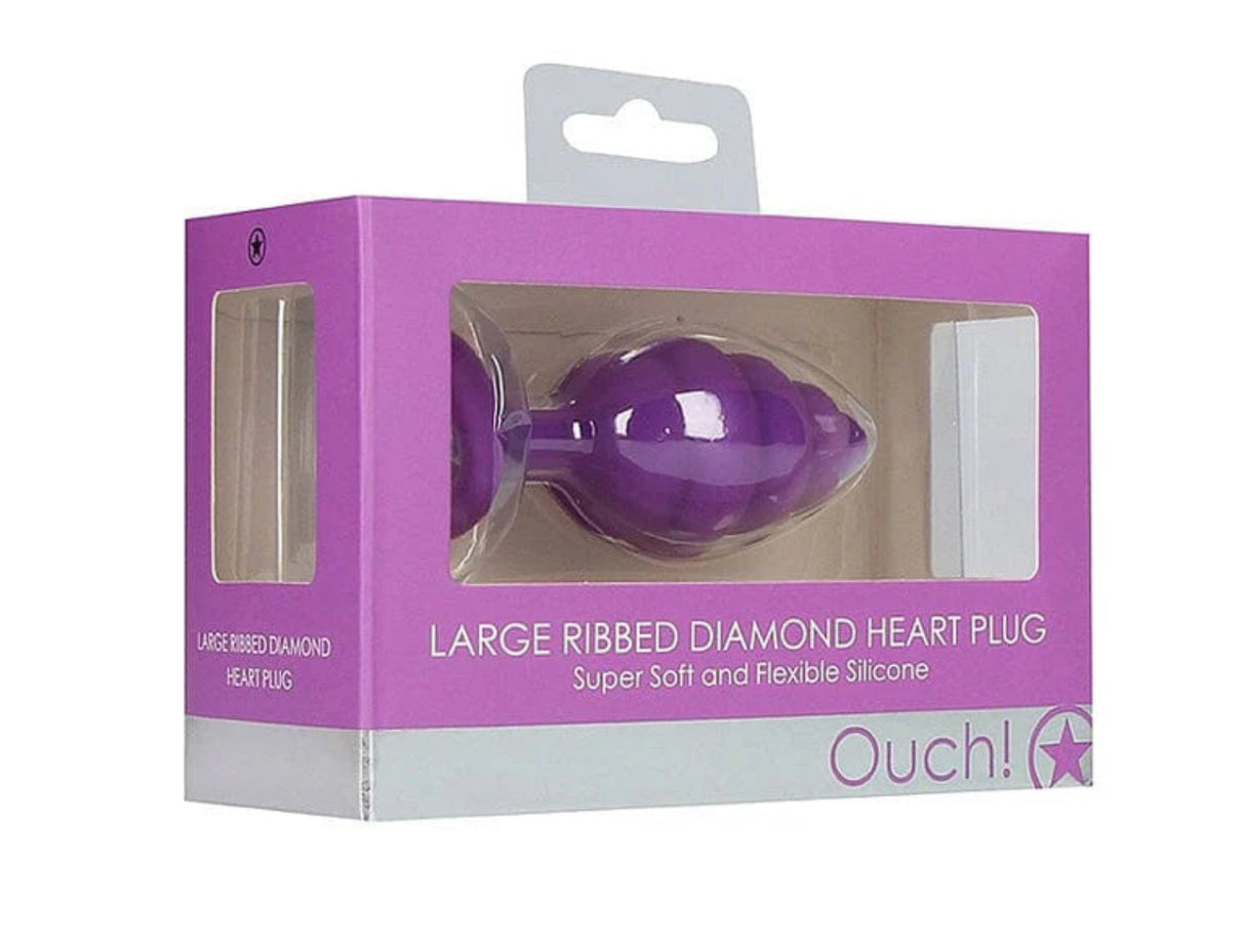 Ouch! Large Ribbed diamond heart plug