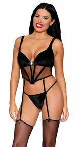 Dreamgirl Black Velvet Corset set Small