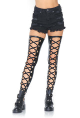 Footless lace up thigh highs S/M