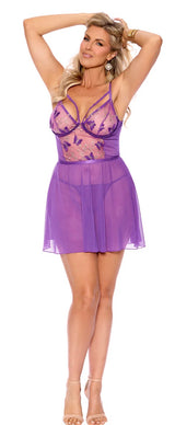 Elegant Moments Purple Babydoll With Gold Details 3XL