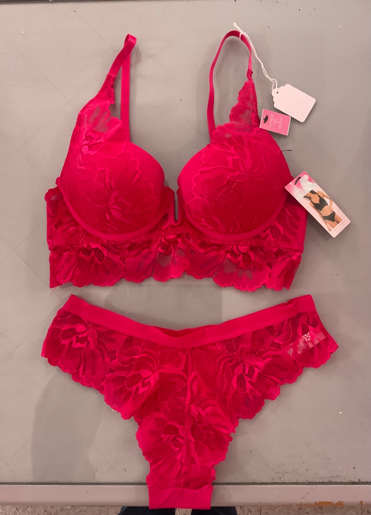 2 Pc Hot Pink MM Bra/Panty set -SMALL