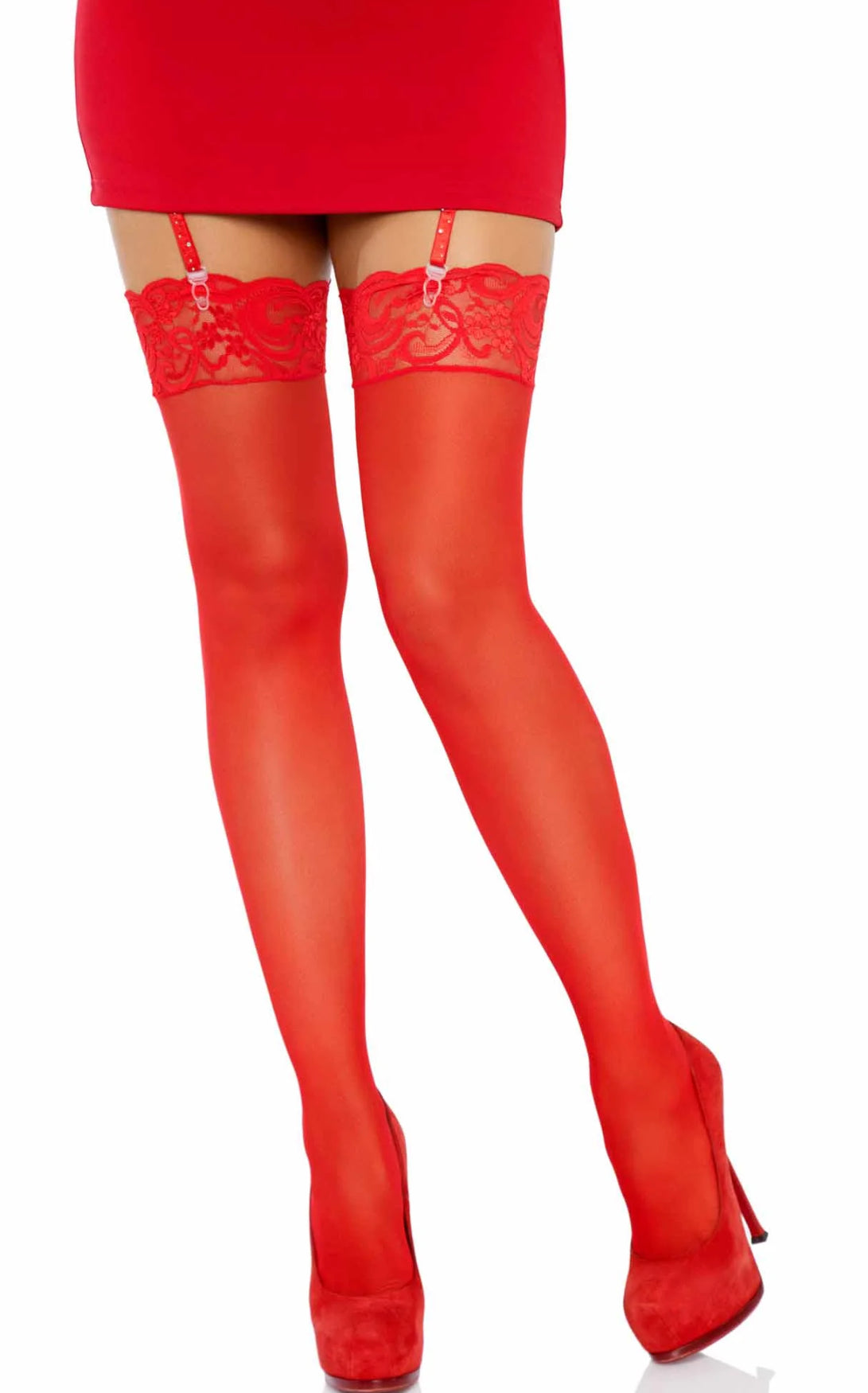Legs avenue red lace stay up stockings Q/S