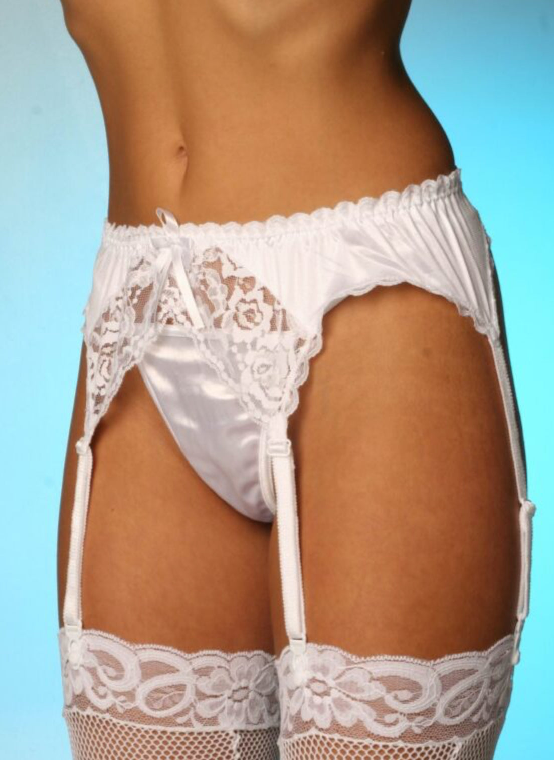 Satin and Lace White Garter 3x