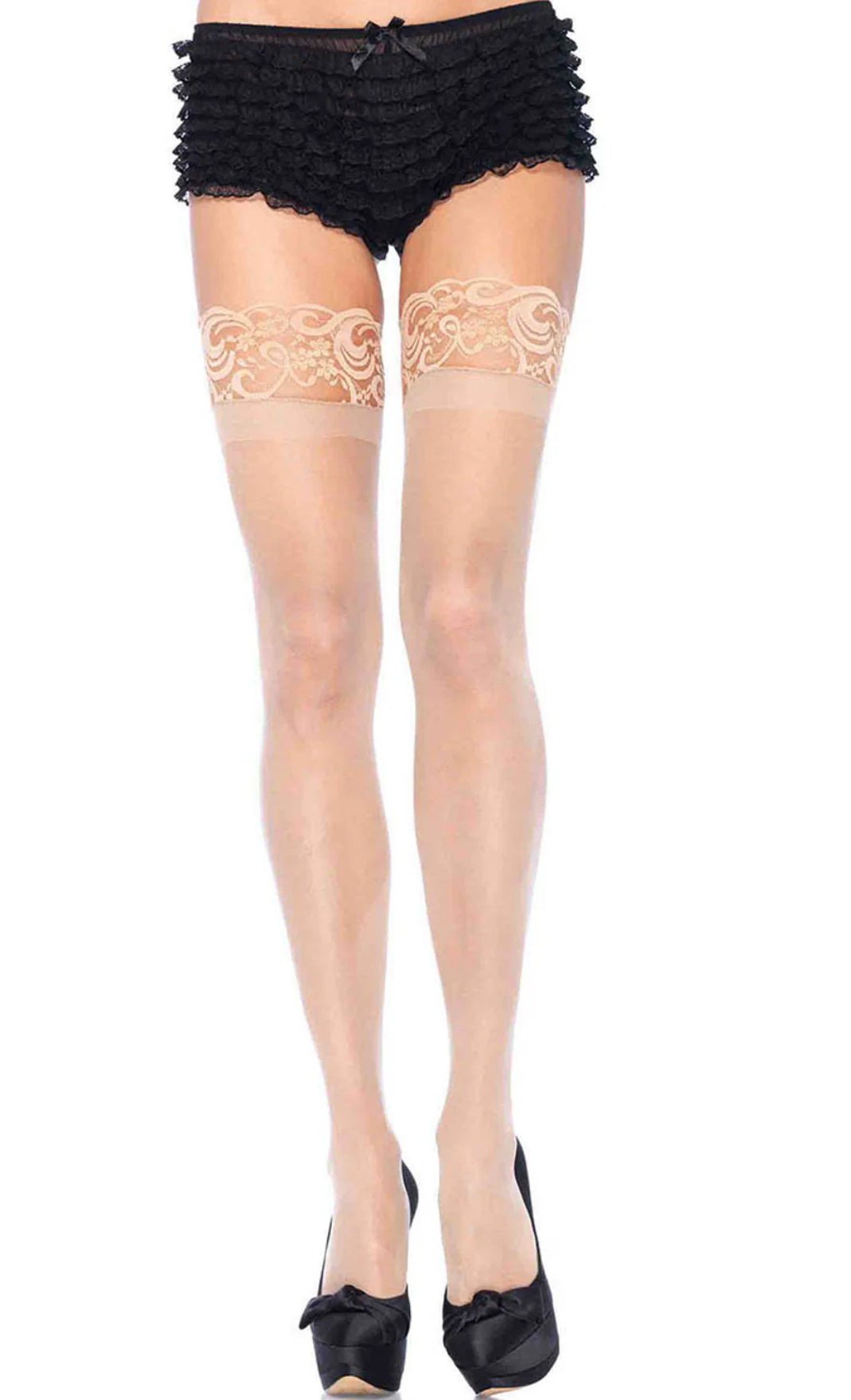 Legs avenue stay up spandex sheer thigh highs nude o/s
