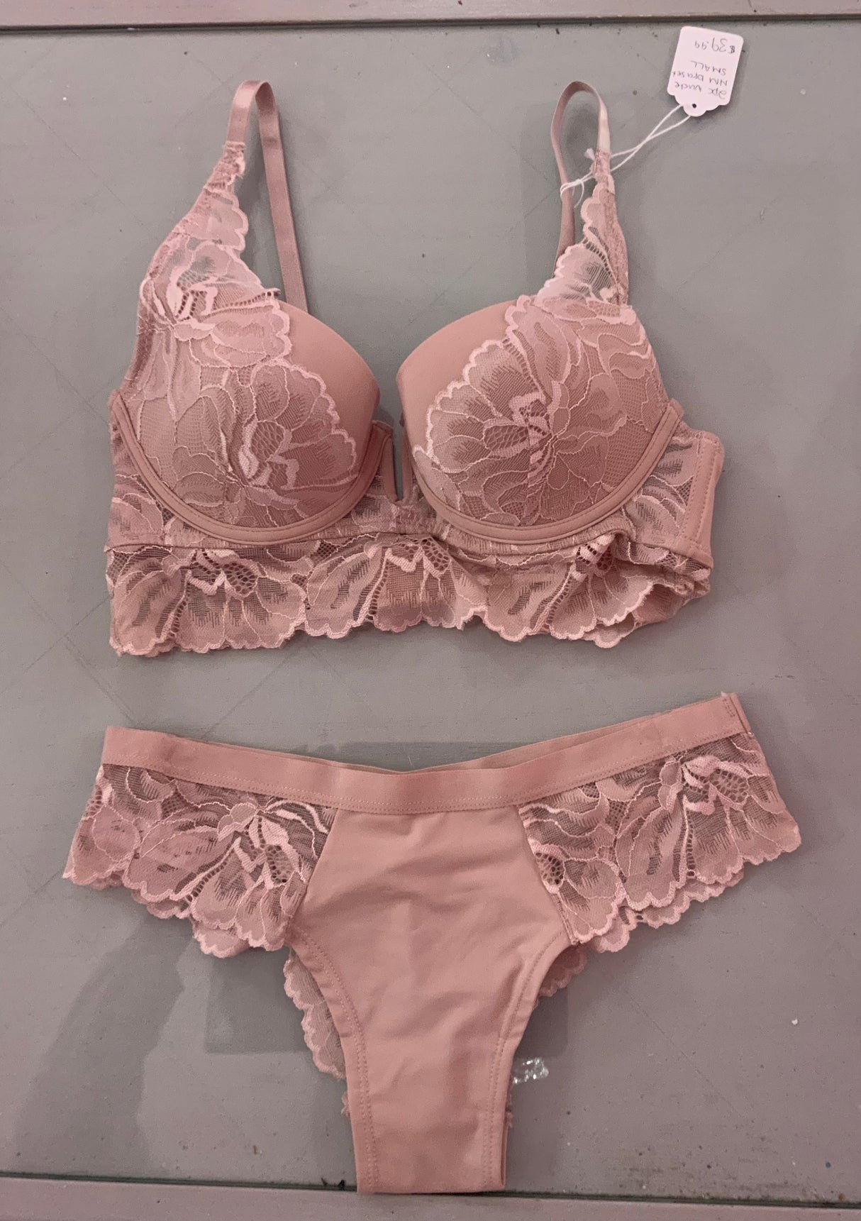 2 pc Pale Pink MM Brat/Panty set  LARGE