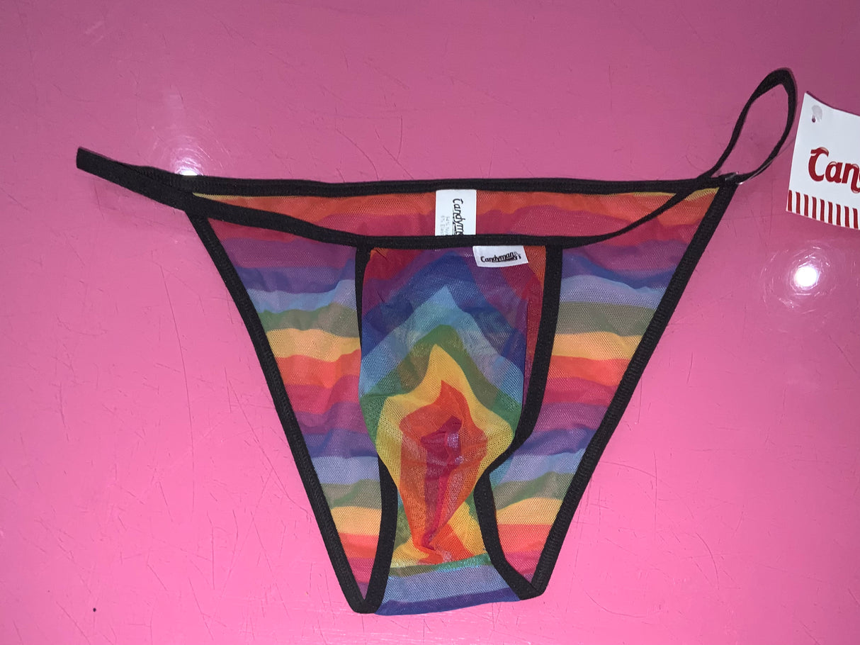 CandyMan Rainbow Mens Mesh Underwear Large
