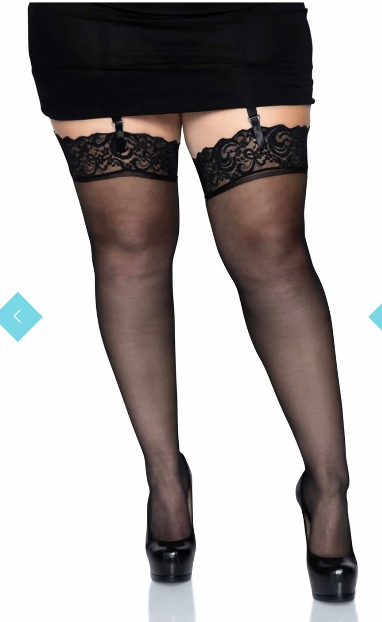 Legs Avenue Sheer Thigh Highs w Lace top QS