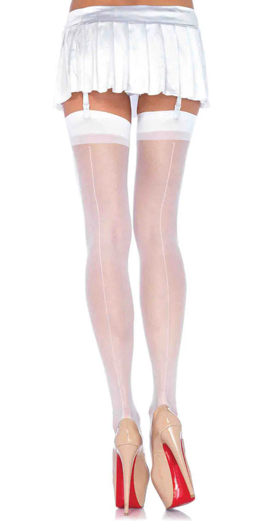 Legs avenue white sheer Backseam stockings o/s