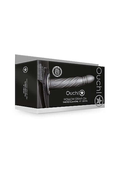 Ouch Hollow Strap-on Twisted Gunmetal 8”