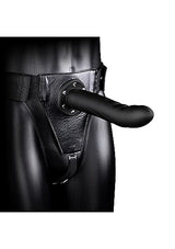 Ouch Hollow Strap-on Textured Curved Gunmetal 8”