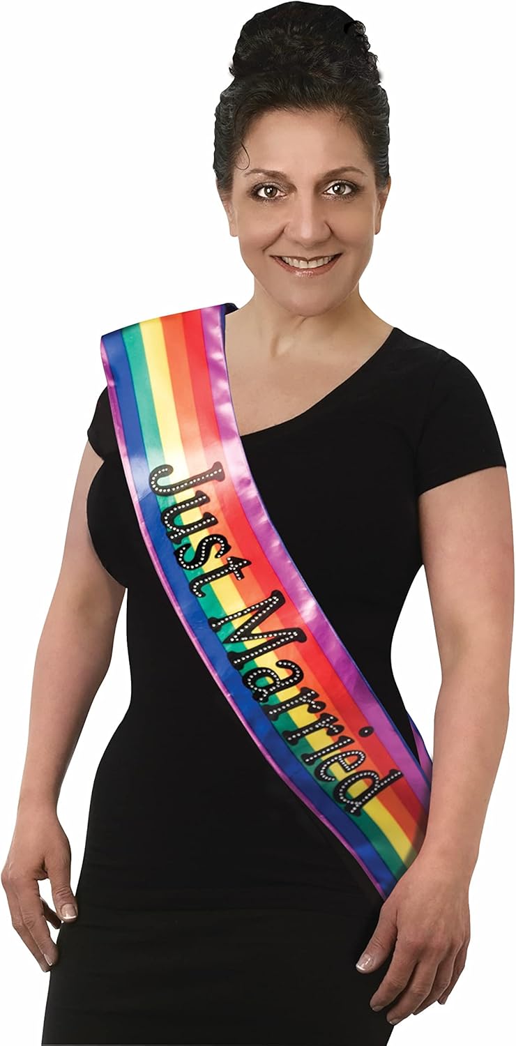 Just Married Rainbow Sash