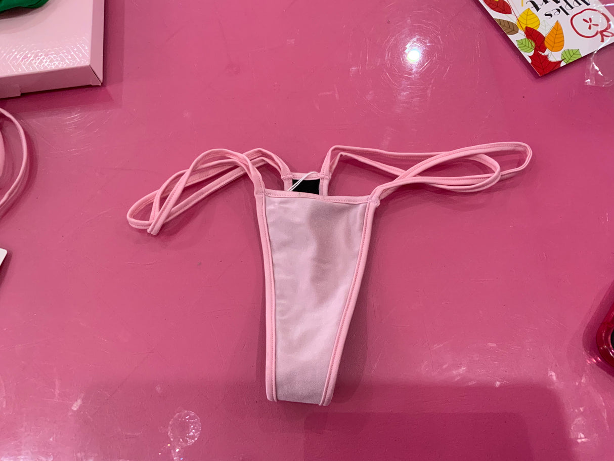 Pink Double Strap Thong O/S