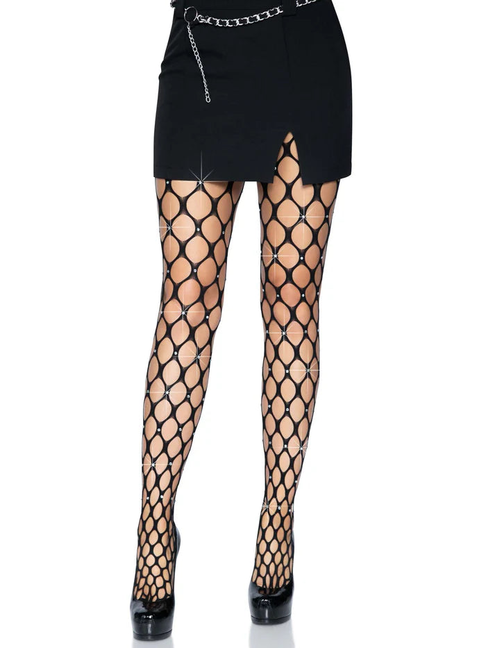 Legs avenue rhinestone porthole net tights o/s