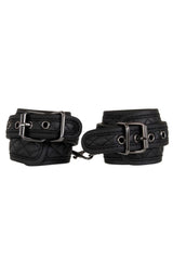 Adam and Eve black leather cuffs