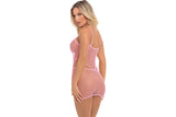 Pink Lipstick Roll Up Net Mini Dress O/S
